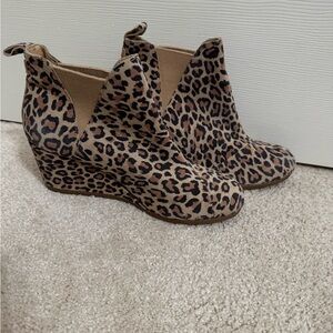 Toms Leopard Print Wedge Boots